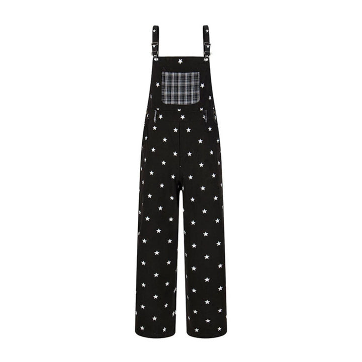 Women's overall in palazzo cut with star all-over and check patch Mune Fashion
