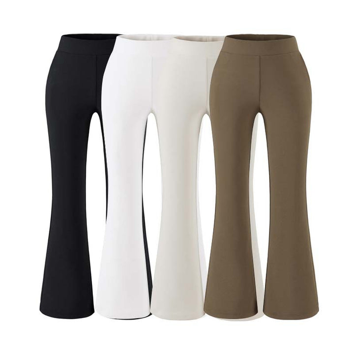 Women's High-Waisted Stretch Flared Pants with Wide Hem Mune Fashion
