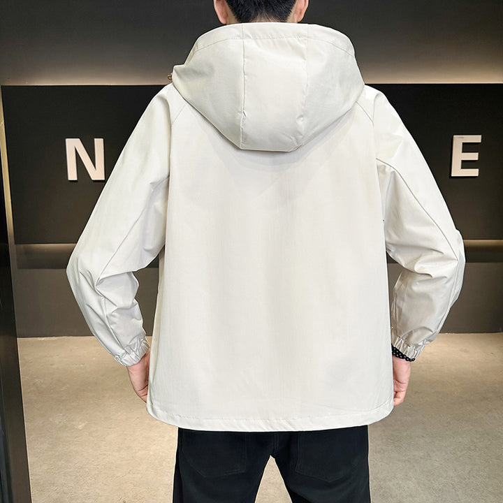 Men's Fashionable Transitional Jacket with Hood and Adjustable Cuffs Mune Fashion