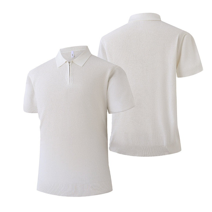 Men's Short Sleeve Polo Shirt with Zipper Mune Fashion