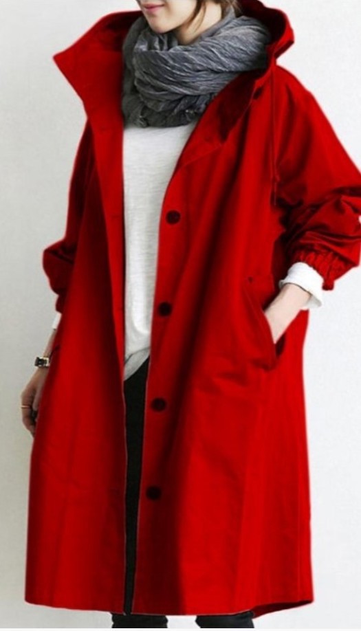 Women's lightweight oversized raincoat with hood and concealed button placket Mune Fashion