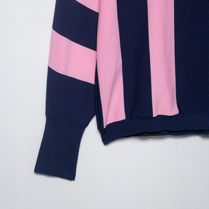 Women’s oversized knit pullover with wide block stripes and dropped shoulder Mune Fashion