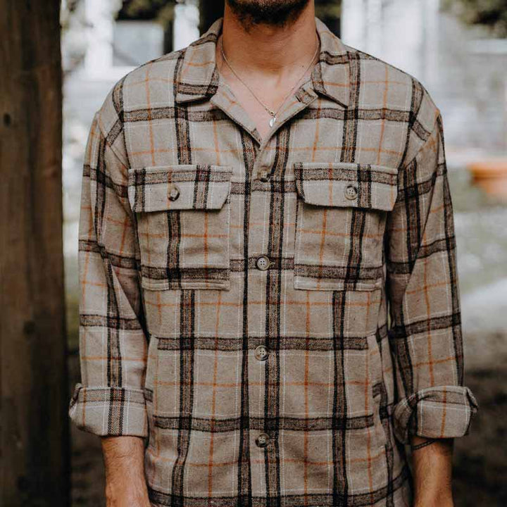 Men's overshirt made of gMune fashion-processed flannel with a check pattern and flap pockets Mune Fashion