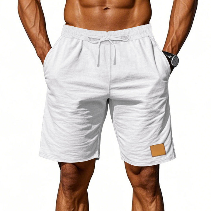 Men's drawstring Bermuda shorts made of soft cotton blend with elastic waistband and side pockets Mune Fashion