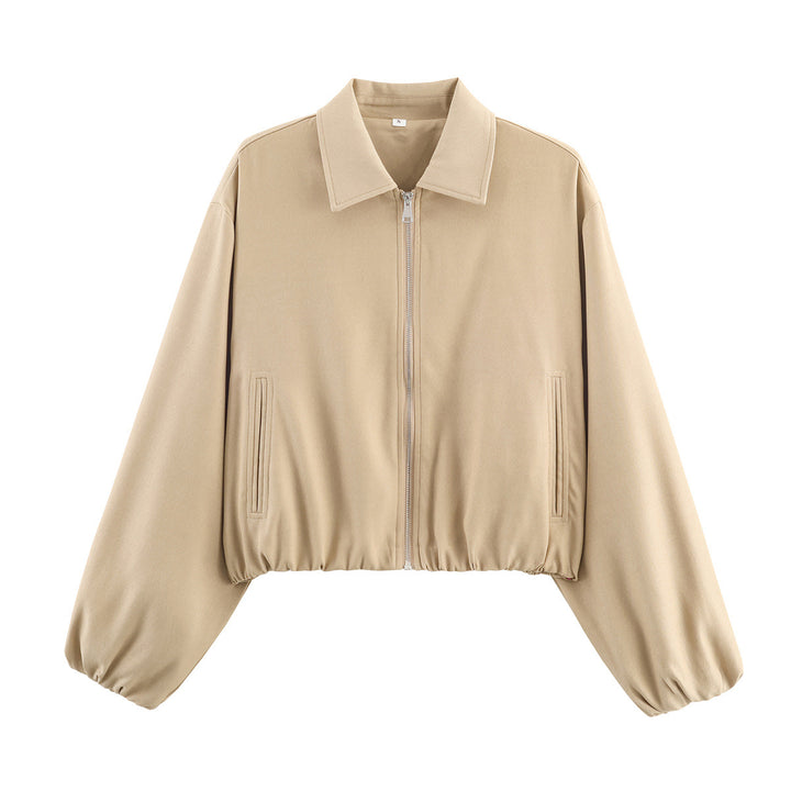 Women's short jacket in Harrington style with polka dot pattern, balloon sleeves, and elastic hem Mune Fashion