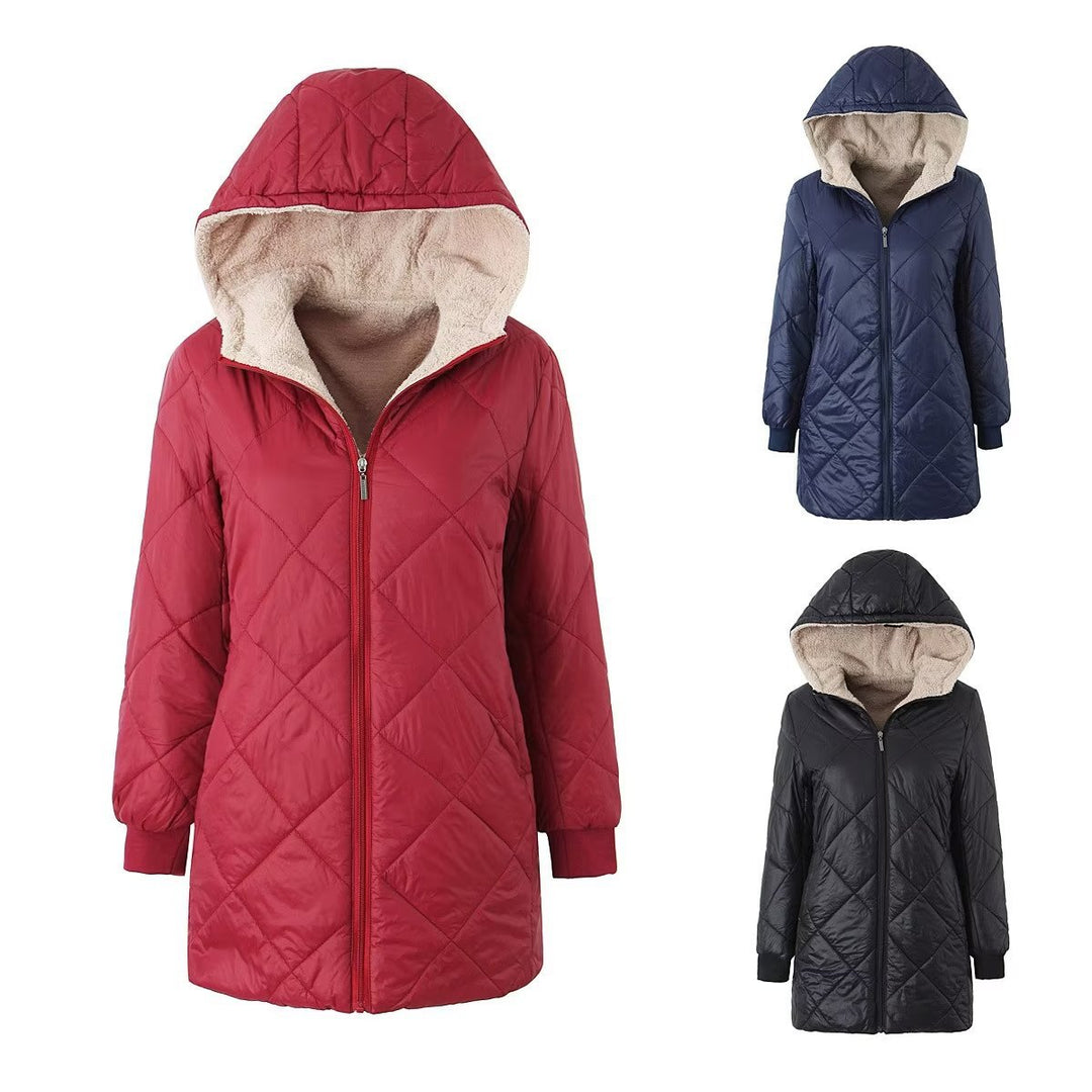 Women's quilted coat with teddy lining and hood Mune Fashion