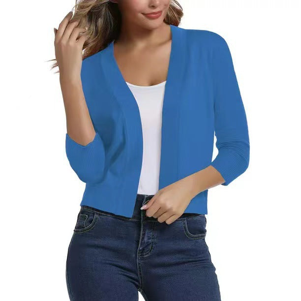 Women’s open short cardigan with three-quarter sleeves and elastic hem Mune Fashion
