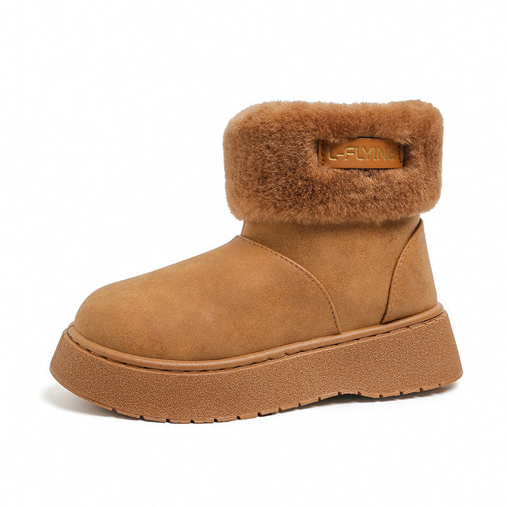 Women's Fleece-Lined Platform Ankle Boots with Cozy Faux Fur Cuffs