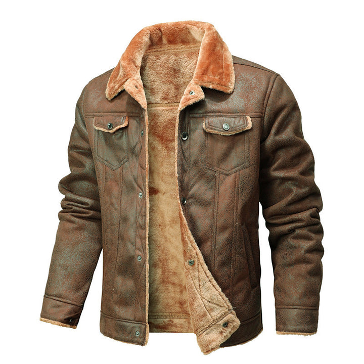 Men's trucker jacket made of suede synthetic leather with teddy lining Mune Fashion