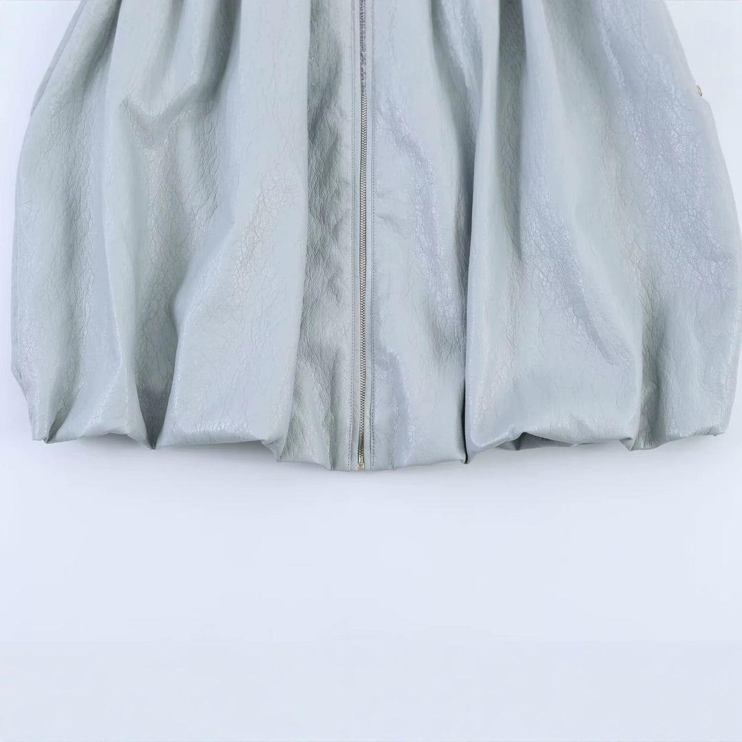 Women's oversized jacket with balloon sleeves, zipper and gathered yoke Mune Fashion