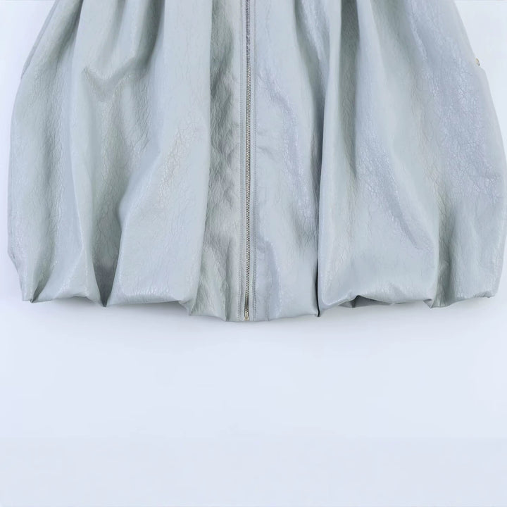 Women's oversized jacket with balloon sleeves, zipper and gathered yoke Mune Fashion
