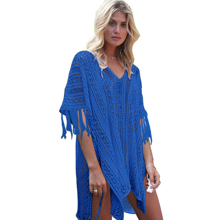 Women's crocheted beach cover-up with fringes Mune Fashion