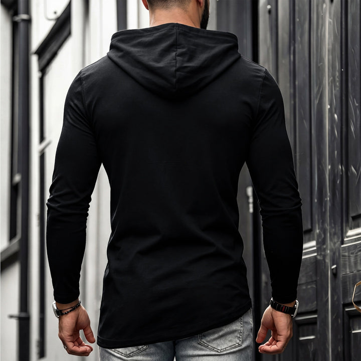 Men's Slim Fit Long Sleeve Shirt with High Funnel Neck and Asymmetric Hem Mune Fashion