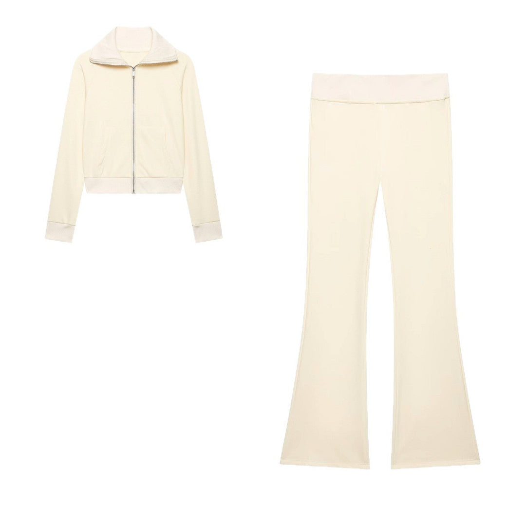 Women High-Waisted Stretch Flared Pants with Wide Flare and Elastic Waistband Mune Fashion