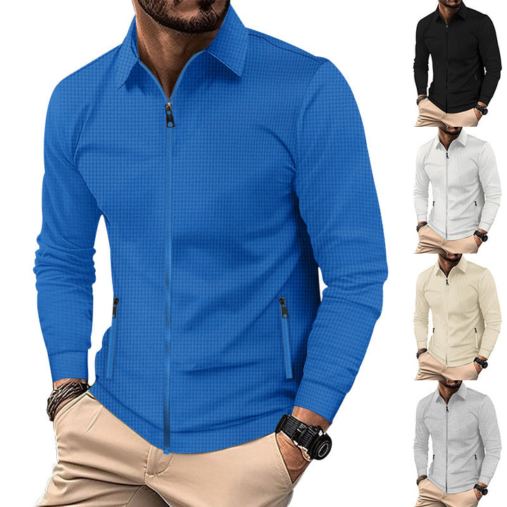 Men's patterned structured Slim-Fit zip-over shirt with collar Mune Fashion