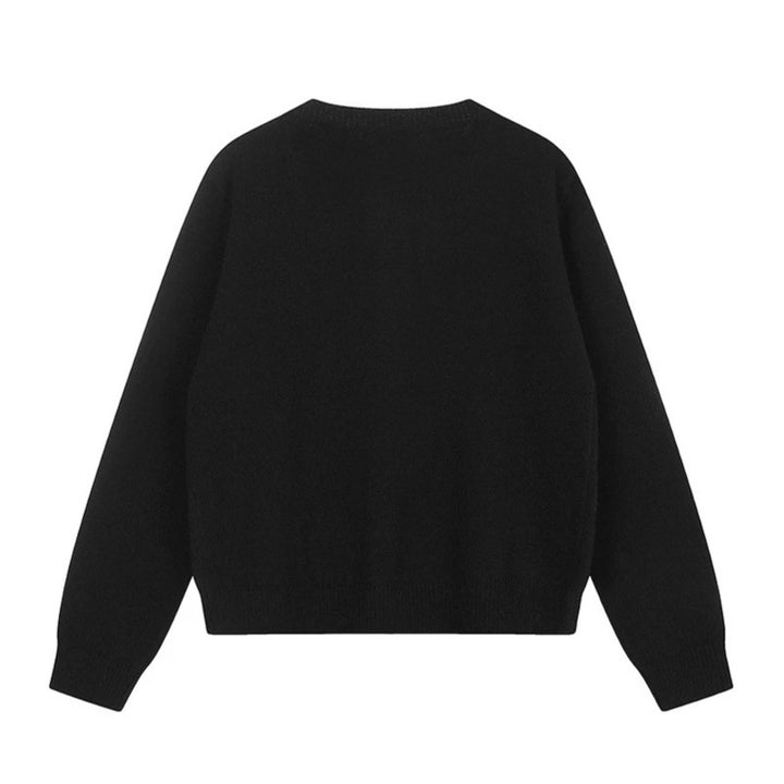 Women's cardigan with cat jacquard, decorative toggle closure and star trim Mune Fashion