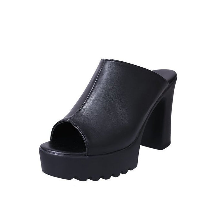 Women's Platform Mule with High Block Heel and Open Toe Mune Fashion