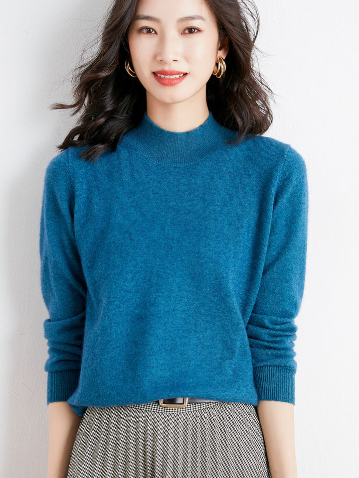 Women's Short Roll Neck Fine Knit Sweater with Light Mohair Effect Mune Fashion