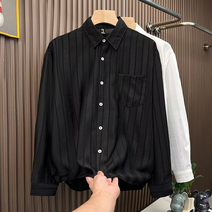 Women Elegant Striped Long Sleeve Shirt Mune Fashion