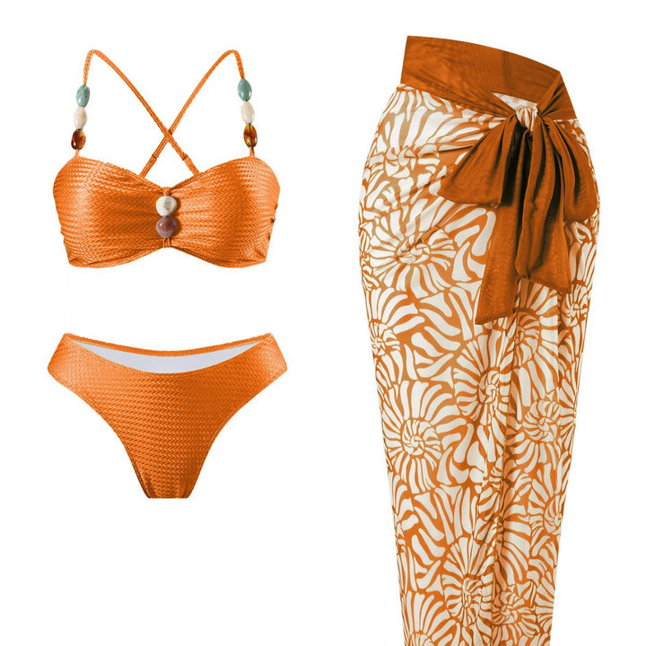 Ladies Elegant Beachwear with Floral Over Skirt Mune Fashion