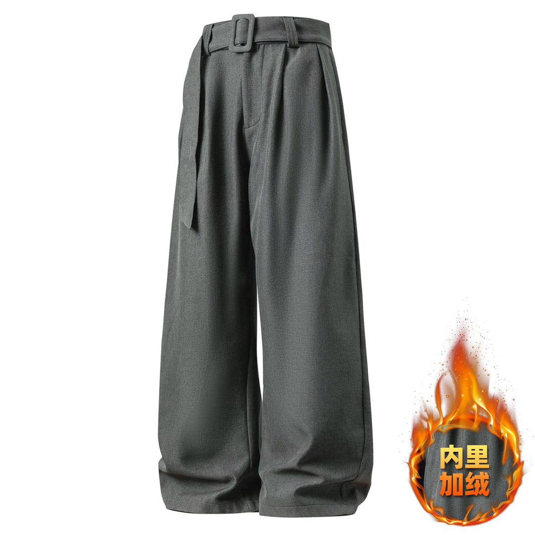 Women's Wide High-Waist Palazzo Pants with Pleats and Tie Belt Mune Fashion