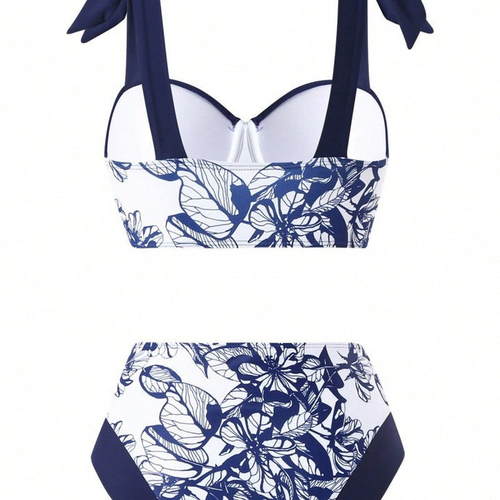 Ladies Two-Piece Swim Set with Floral Lace Skirt Mune Fashion