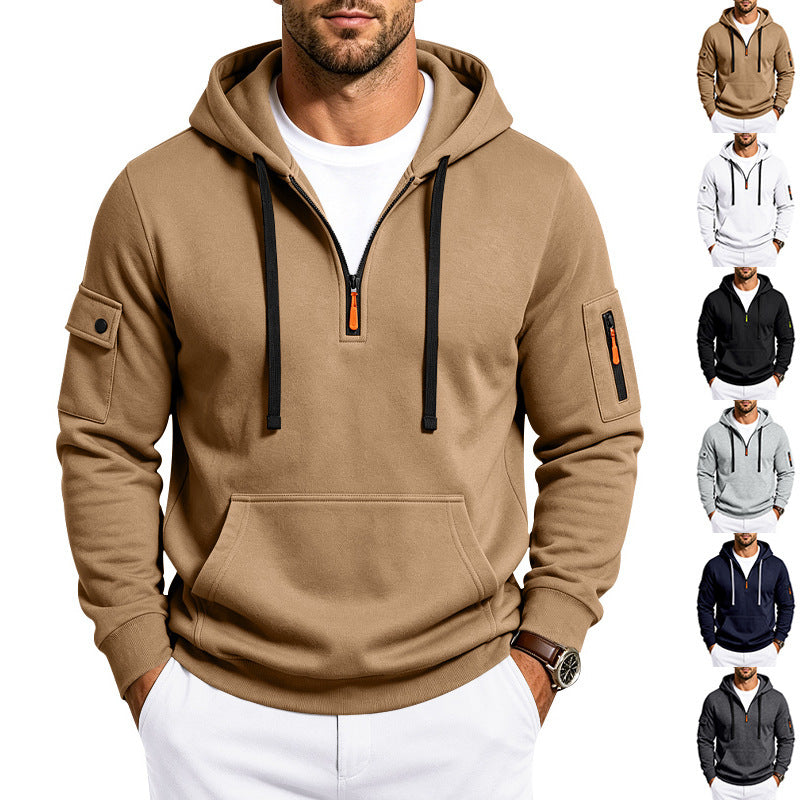 Men's Performance Hoodie with Half-Zip, Utility Arm Pockets and Kangaroo Pocket Mune Fashion