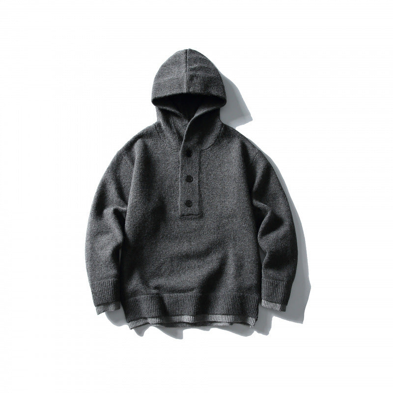 Unisex knitted hoodie with half placket, ribbed hem and double-layer finish Mune Fashion
