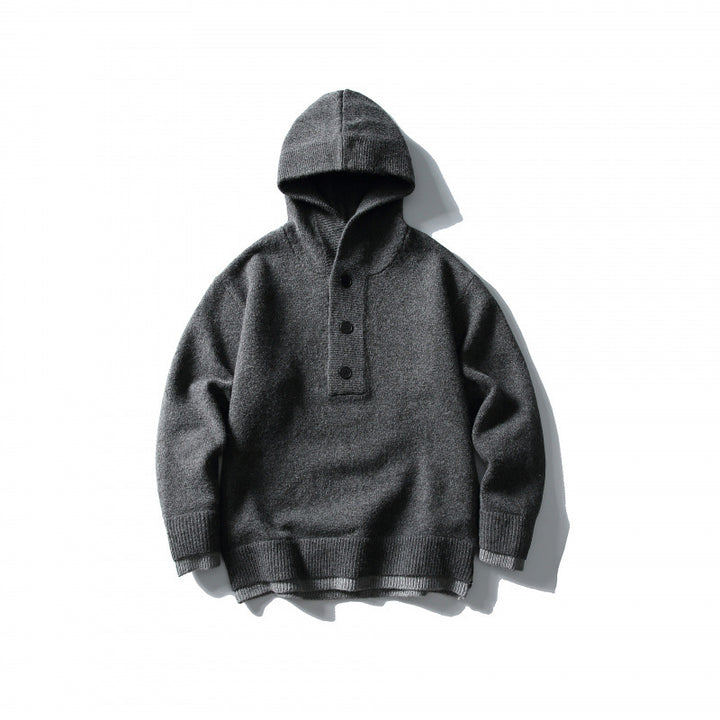 Unisex knitted hoodie with half placket, ribbed hem and double-layer finish Mune Fashion
