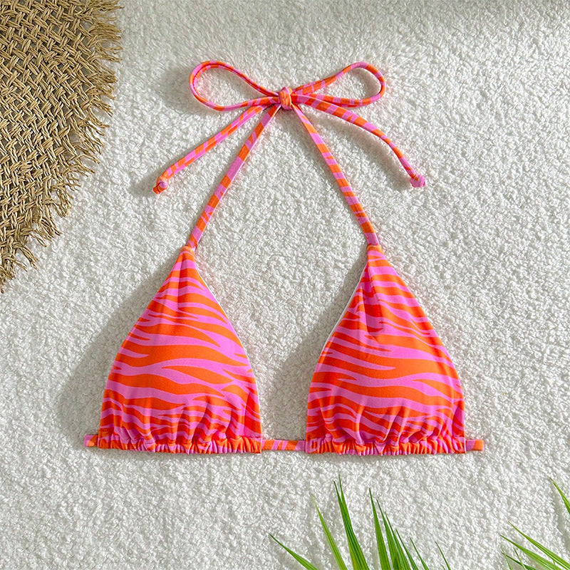 Women's triangle bikini with fashionable zebra pattern and tie detail Mune Fashion
