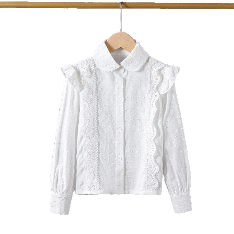 Girls blouse with romantic ruffles and lace embellishments Mune Fashion