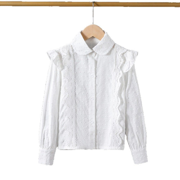 Girls blouse with romantic ruffles and lace embellishments Mune Fashion