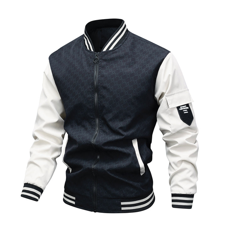 Men's Fashion Bomber Jacket with Stand-Up Collar Mune Fashion