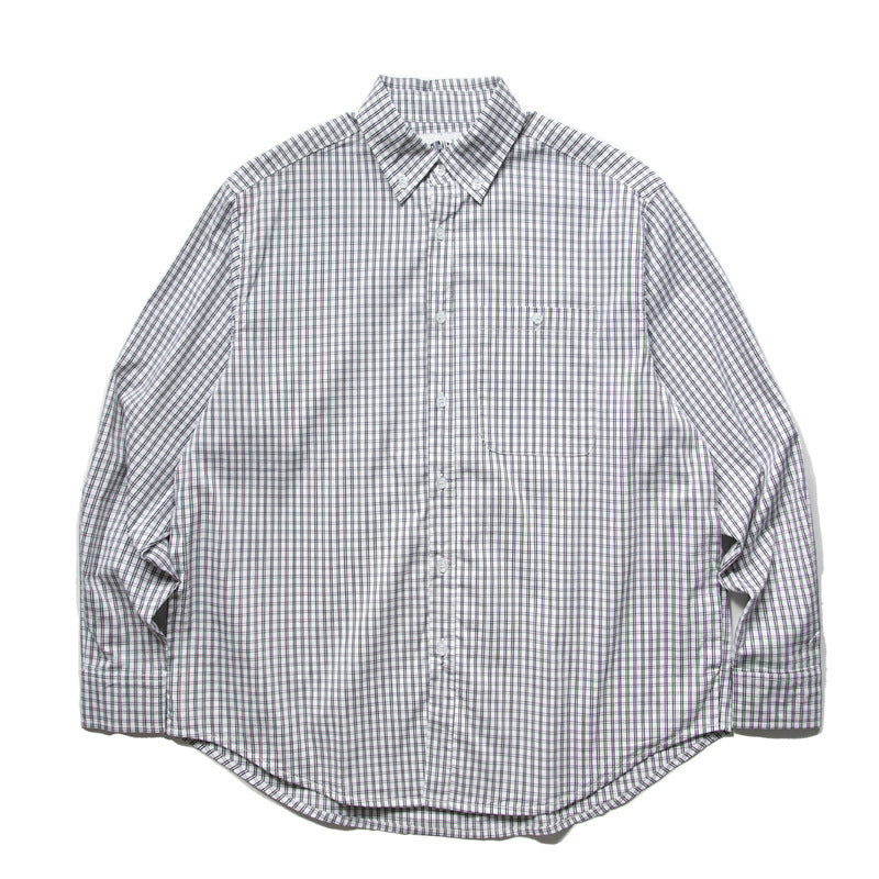 Men's Oversized Checked Shirt in Boxy Cut with Button-Down Collar and Curved Hem Mune Fashion