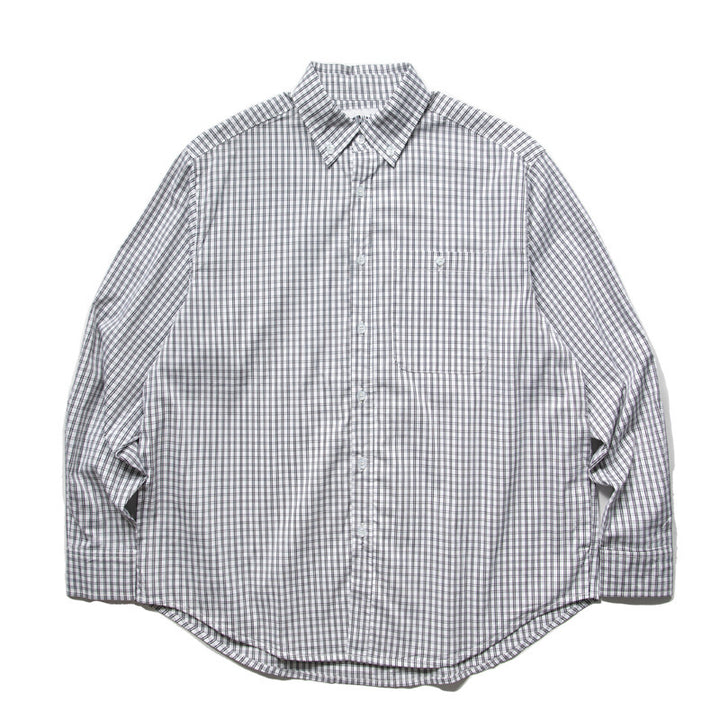 Men's Oversized Checked Shirt in Boxy Cut with Button-Down Collar and Curved Hem Mune Fashion