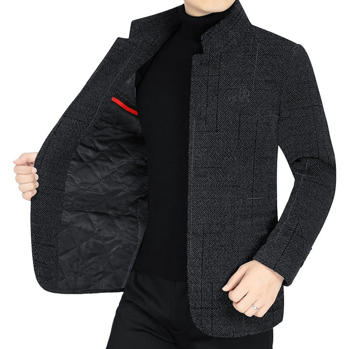 Men's blazer jacket in blazer look with stand-up collar and herringbone structure Mune Fashion