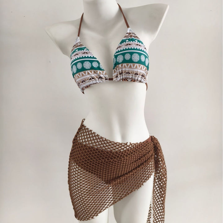 Ladies triangle bikini with trendy net skirt details Mune Fashion
