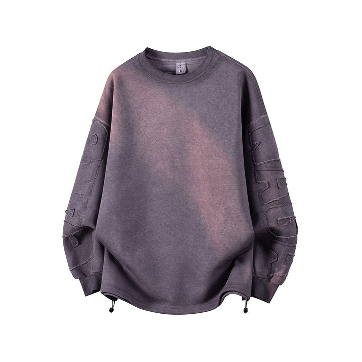Women's Oversized Sweatshirt with Embroidered Logo, Rounded Hem & Dropped Shoulder Mune Fashion