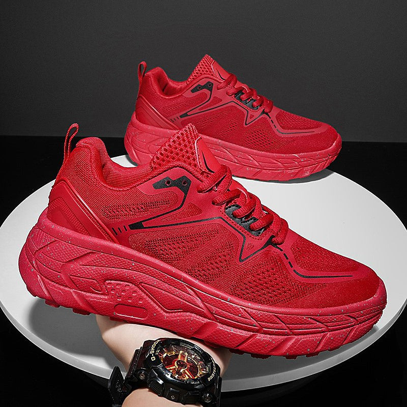 Unisex cushioned platform sneaker with breathable knit upper and padded hollow chamber sole Mune Fashion