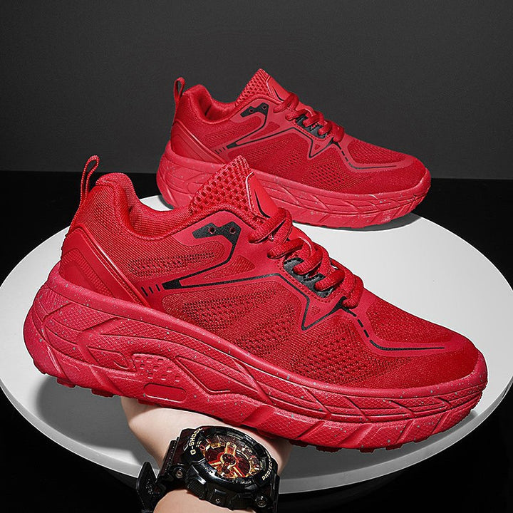 Unisex cushioned platform sneaker with breathable knit upper and padded hollow chamber sole Mune Fashion