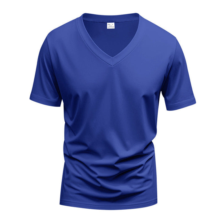 Men's V-neck T-shirt made of breathable cotton blend with modern cut Mune Fashion