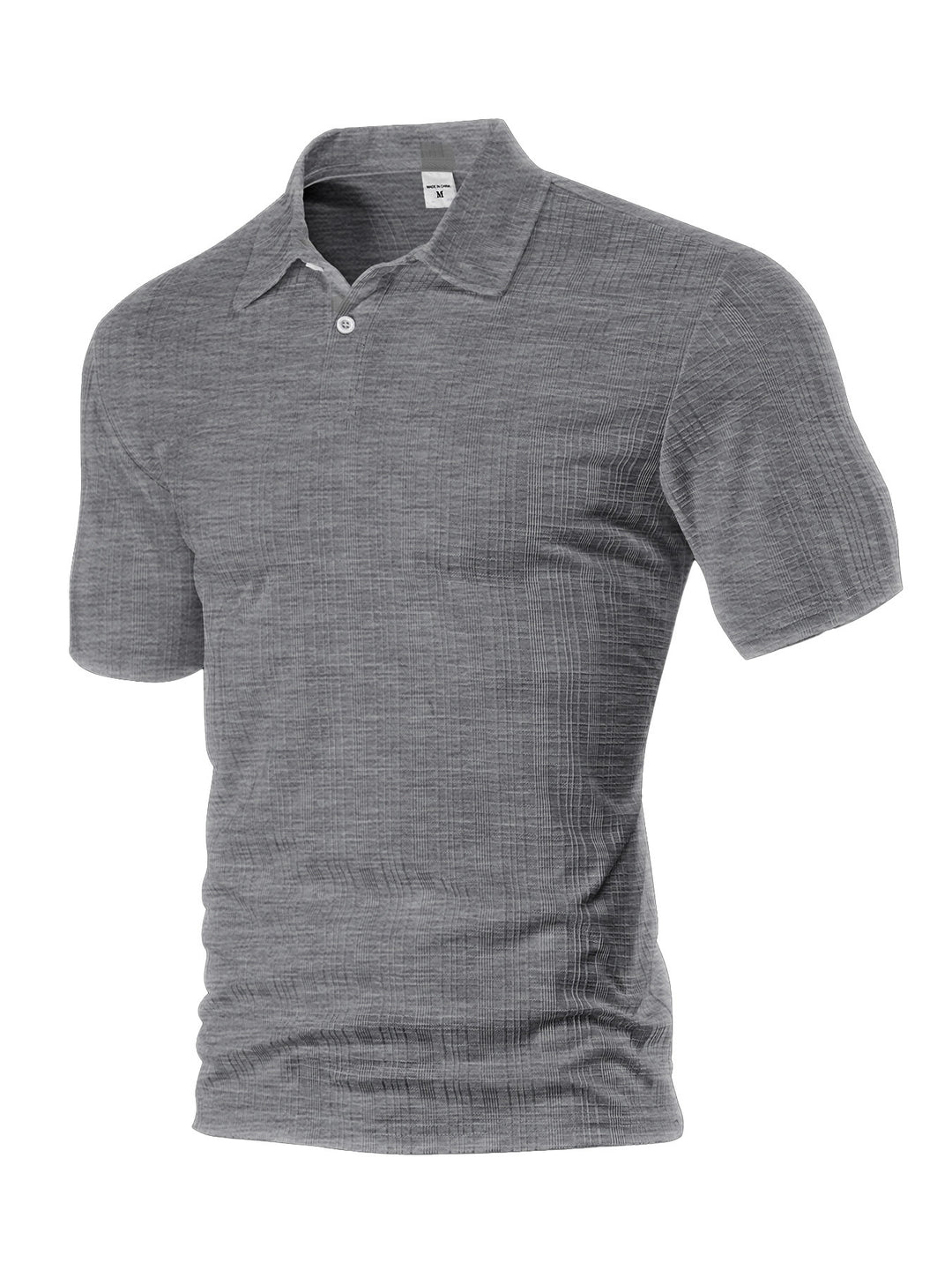 Men's light structured short sleeve polo with shirt collar and single button placket Mune Fashion