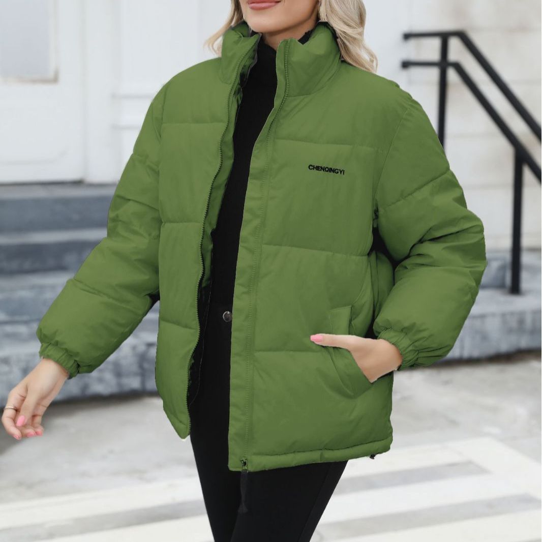 Women's Padded Oversize Quilted Jacket with Stand-up Collar and Drawstring Hem Mune Fashion