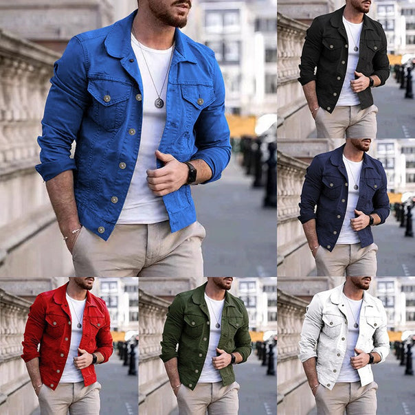 Men's tailored denim jacket in trucker style with chest pockets and metal buttons Mune Fashion