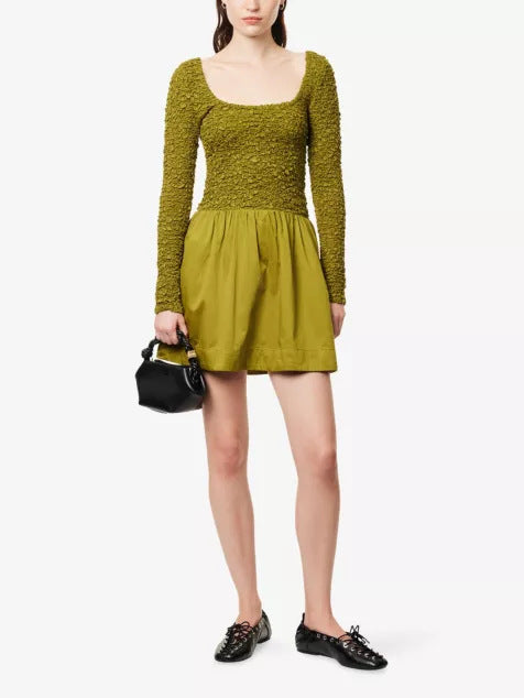 Women's Playfully Cut Dress with Textured Top Mune Fashion