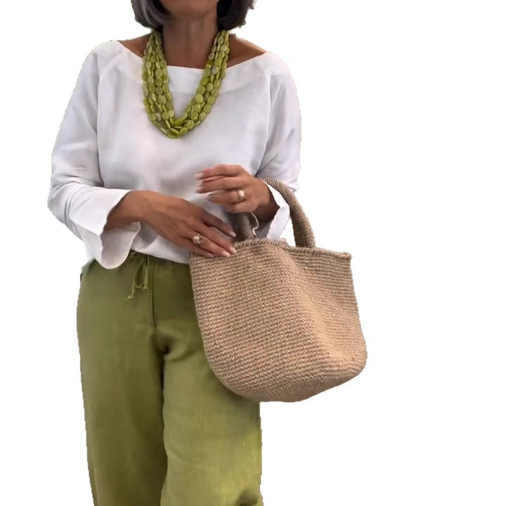 Women's wide linen culotte with drawstring waistband and ankle-length silhouette Mune Fashion