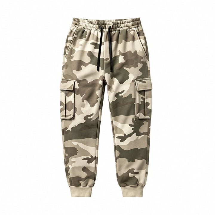 Men's cargo pants in jogger style with elastic waistband, drawstring, and multiple pockets Mune Fashion