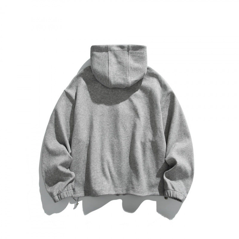 Unisex Oversize Fleece Zip Jacket with Hood, Two-Way Zipper and Adjustable Hem Mune Fashion