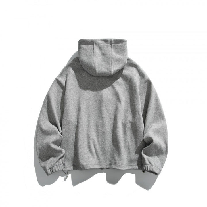 Unisex Oversize Fleece Zip Jacket with Hood, Two-Way Zipper and Adjustable Hem Mune Fashion