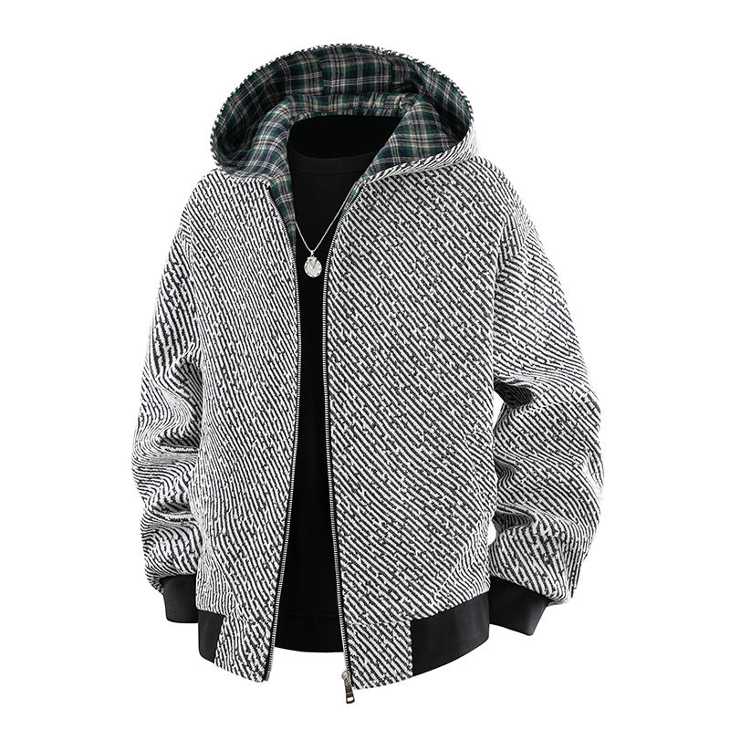 Men's Stylish Bomber Jacket with Checked Lining